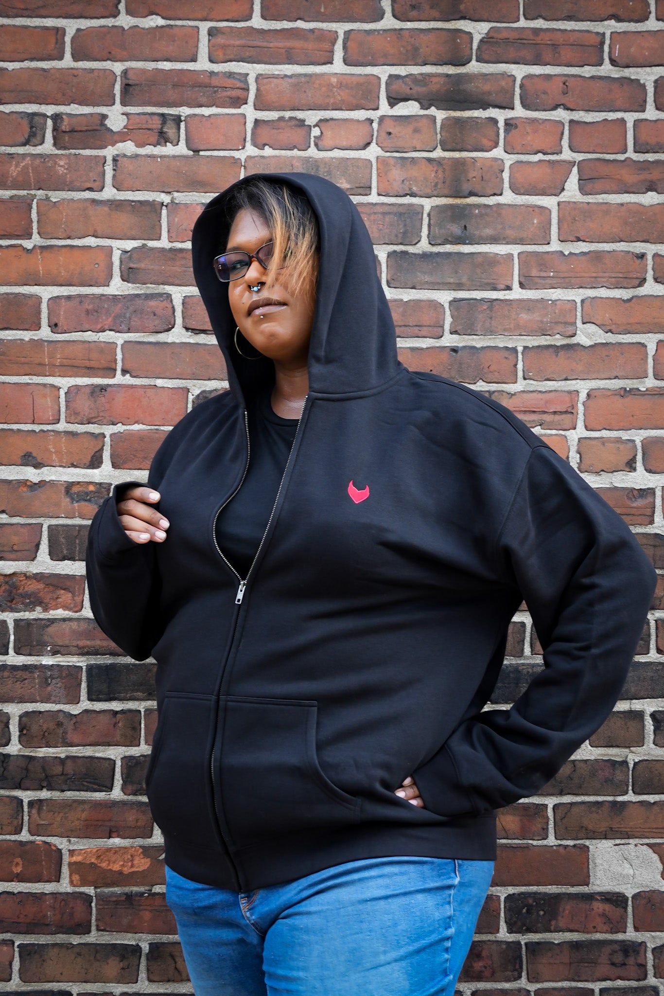 Devil Heart "Oversized" Zip-Up Hoodie